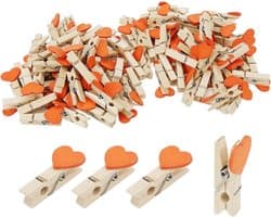 100 Stuks Roze Houten Klemmetjes Hartvormig voor Knutselen en Decoratie