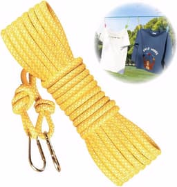 Allecta - Nylon waslijn 8 mm x 15 m voor buiten, camping, extra sterk met metalen haken. — thumbnail 1