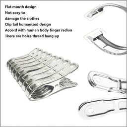 10 stuks - Winddichte clips van roestvrij staal - Clips voor zwembadafdekkingen - Gordijnclips - Wasknijpers van metaal - Sterk en duurzaam - Roest niet snel - Zilver - 2*13 cm - Geschikt voor dekbedden, lakens, kleding — thumbnail 5