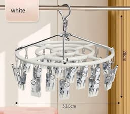 Droogrek voor Kleding met 24 Clips, Rotatable en Winddicht, Ideaal voor Sokken en Ondergoed, Wit — thumbnail 3
