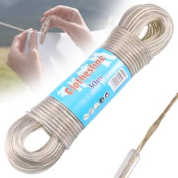 30 m waslijn touw met stalen kern en PVC coating - sterke en duurzame kledinglijn voor buiten — thumbnail 1