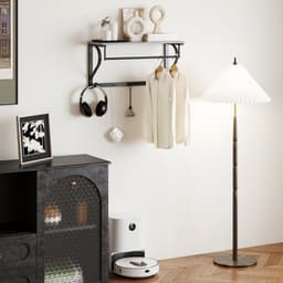 Wandgarderobe - 5 Haken + Bovenvak - Multifunctioneel - Metaal - Grijs — thumbnail 5