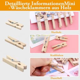 Dailygoody - Mini Houten Knijpers - Decoratieve Fotoklemmen - Set van — thumbnail 3