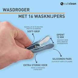 Wasknijpers met 16 zachte clips in diverse kleuren — thumbnail 2