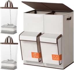 RWB® Wasmand 4 Vakken - Wasmand Vier Vakken - Wasmand - Beige - ‎58 x 40 x 70 cm — thumbnail 1