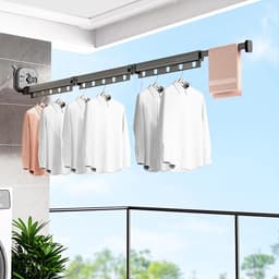 Wanddroogrek - Opvouwbaar wasrek voor binnen - Uitschuifbare kledinghanger met ophanggaten - Ruimtebesparend - voor balkon, badkamer, slaapkamer — thumbnail 1