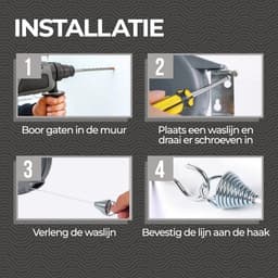 Highlygoods® Uitschuifbare waslijn - 15 meter - Waslijndraad met knijpers - Waslijn uittrekbaar -Roldrooglijn - Oprolbare drooglijn - Geschikt voor vakantie - — thumbnail 5