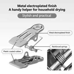 Wasknijpers Metaal - Kledingklemmen Sterk - Ophangen Kleding - Roestvrij Staal - 20x11x2 cm - Grijs — thumbnail 4