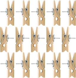 50x Houten Duwspelden met Clips - Ideaal voor Kurkbord, Fotowand en Prikbord — thumbnail 1
