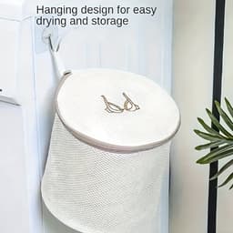 Kraftverdia - 6-delig Waszakken - Set voor de Wasmachine - Bescherming voor wasgoed - Ademende Mesh - Voor Kleding, Sok en Lingerie - Herbruikbaar - Groot met Rits - Beige — thumbnail 3