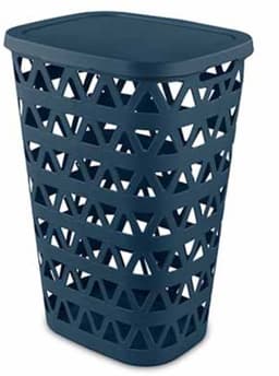 Curver Wasmand met deksel - 2x - ventilatiegaatjes - blauw - kunststof - 55 ltr - 42 x 34 x 60 cm — thumbnail 3
