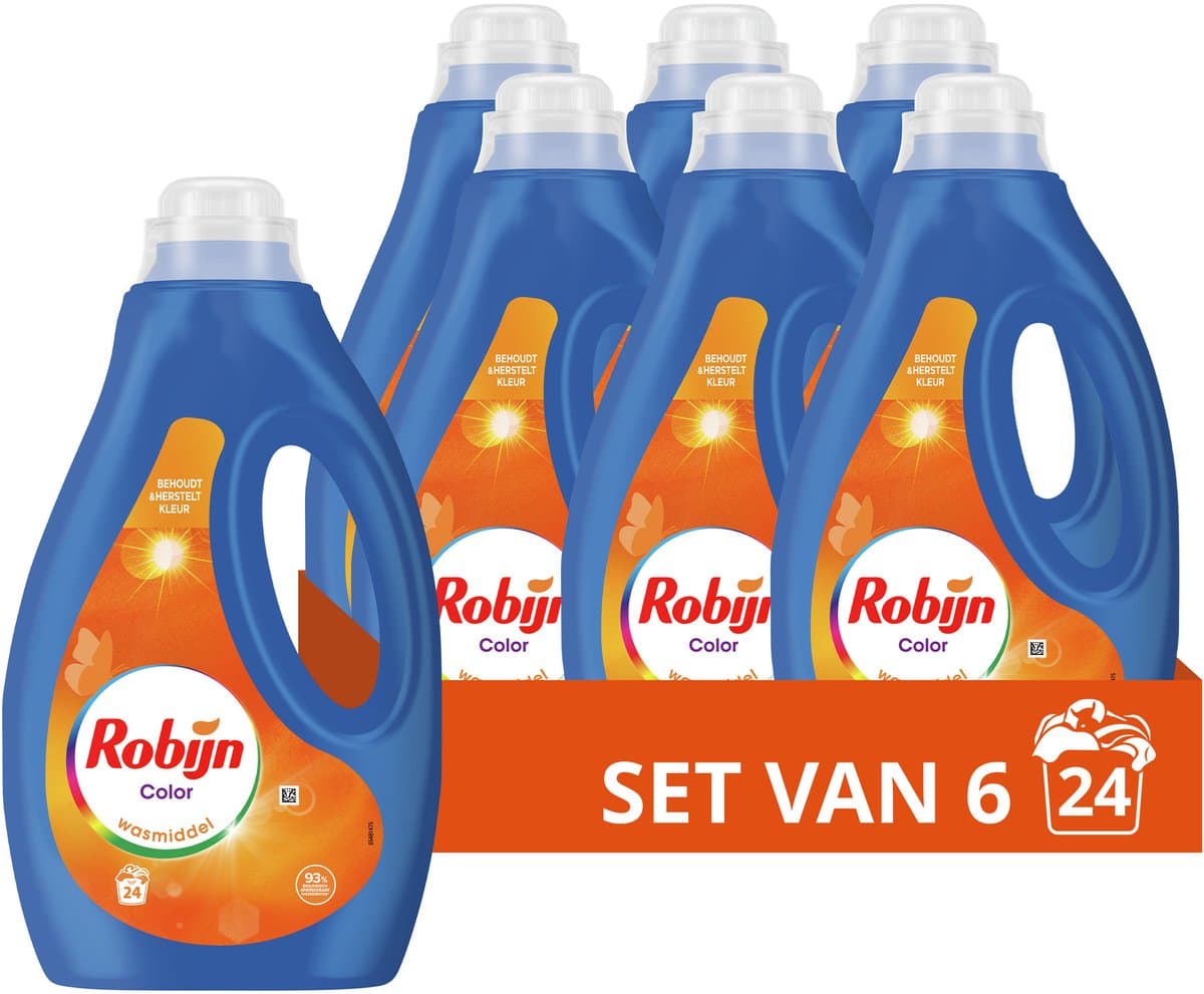 Robijn - Vloeibaar Wasmiddel- Color - 6 flessen - 144 Wasbeurten - Voordeelverpakking — afbeelding 1