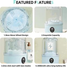 Draagbare mini-wasmachine, 1 liter, met digitale timer voor ondergoed, sokken, babydoekjes, ideaal voor appartementen, hotels, op reis en als Vaderdagcadeau - blauw — thumbnail 3