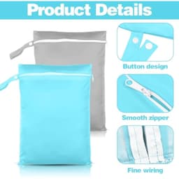 Waterdichte Natzak 40x30 Cm Met Handvat – Herbruikbare Waszak Met Ritssluiting Voor Badkleding, Luiers En Strandlakens, Grijs/Blauw — thumbnail 3