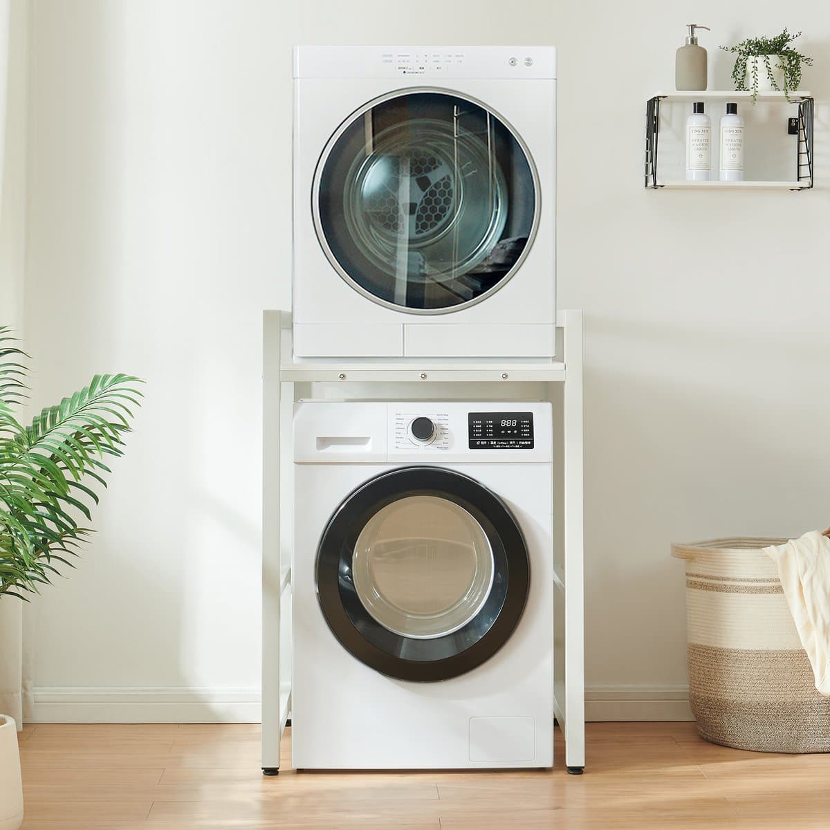 Wasmachinerek Hökangend 105x73x63 cm wit [en.casa] — afbeelding 1