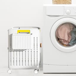 Wasmand met wielen - Opvouwbare mand - Ruimtebesparend opbergen - Compact kubusontwerp - 355 x 315 x 375 cm - Wit — thumbnail 4