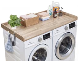 Werkblad voor wasmachine en droger - Afdekblad - Met Opstaande Rand - Afmeting 137 x 69,9 cm - Met Haken - Draagvermogen 113 kg - Eikenlook — thumbnail 1