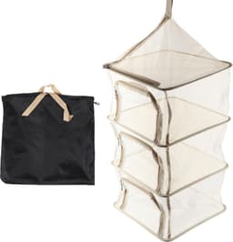 Hangend Droogrek - Opvouwbaar Net - Lucht Drogen - 4 Lagen Gaas - 104cm Hoog - Beige — thumbnail 1