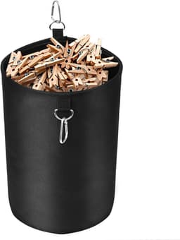 Wasknijperzak met Sluitkoord voor Maximaal 200 Knijpers - Opslagoplossing Binnen en Buiten, Zwart — thumbnail 1