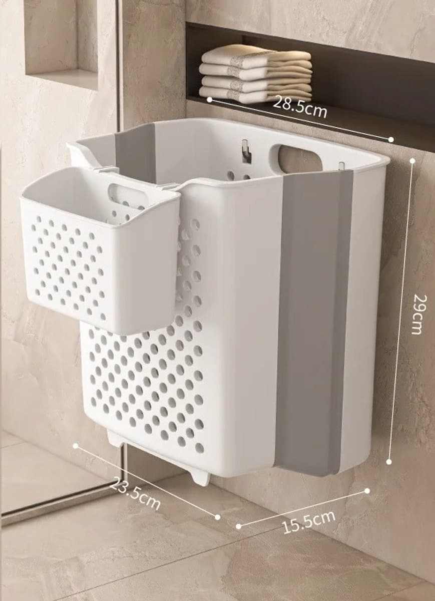 WiseGoods Luxe Opvouwbare Wasmand – Draagbare En Ruimtebesparende Opbergmand Voor Vuile Was & Huishoudelijke Items - Was Mand Wit — afbeelding 1