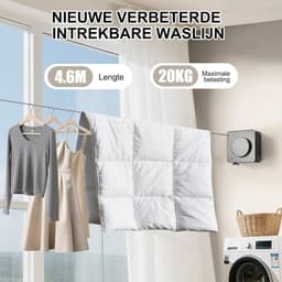 Uitschuifbare Wandwaslijn - 4,6m Verstelbaar RVS voor Binnen en Buiten — thumbnail 3