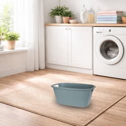 Grijsgroene wasmand 35 liter 60 x 40 x 25 cm - Kunststof/plastic draagmand - De was doen huishoudartikelen - Wasmanden/wasgoedmanden — thumbnail 2