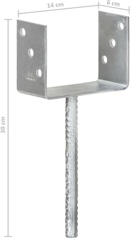 vidaXL - Grondankers - 6 - st - 14x6x30 - cm - gegalvaniseerd - staal - zilverkleurig — thumbnail 2