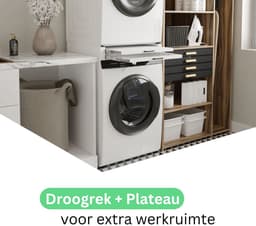 Wasophoogte® Tussenstuk wasmachine droger - Stapelkit wasmachine droger - Tussenkader met droogrek en plateau - Geschikt voor elk type - Wit — thumbnail 5