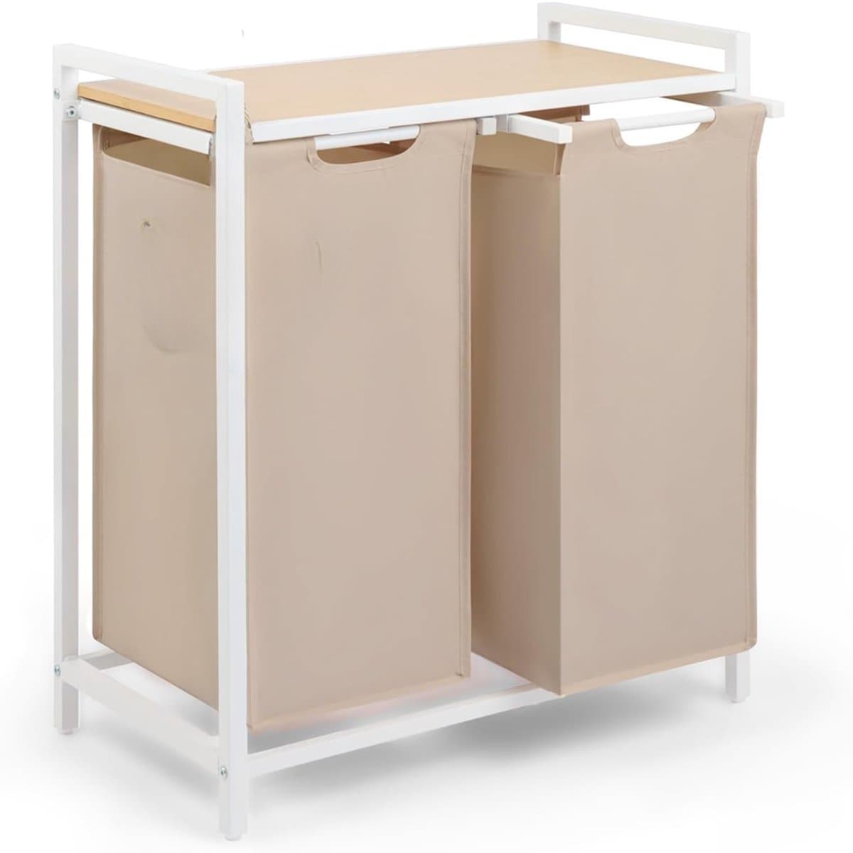 DYNA® Wasmand 2 Vakken - Wasmand - Wassorteerder - Crème- 65cm x 36cm x 73cm — afbeelding 1