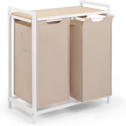 DYNA® Wasmand 2 Vakken - Wasmand - Wassorteerder - Crème- ‎65cm x 36cm x 73cm — thumbnail 1