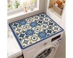 Levendige retro mozaïek wasmachinehoes, waterdicht en duurzaam, gemaakt van diatomeeënaarde, 56*60 cm, kleurrijk bloemenpatroon. Ideaal voor de decoratie van de keuken of wasruimte.