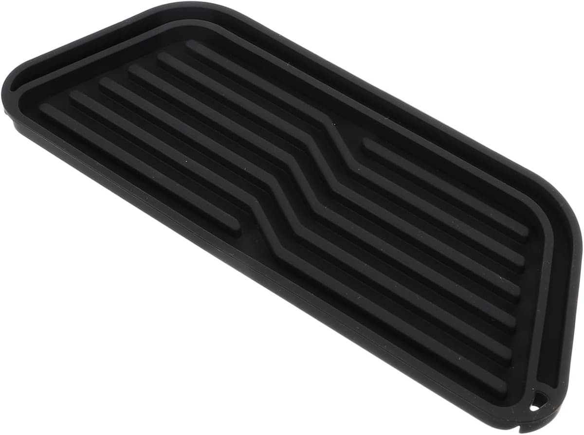 Lekbak Siliconen - Waterdispenser Bakje - Koelkast Keuken - Antislip Ontwerp - 20.5x8.5cm - Zwart — afbeelding 1