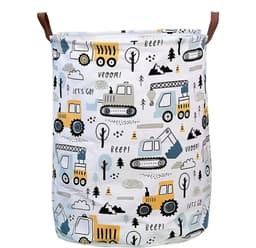 Opvouwbare Was- en Speelgoedmand – Cartoonprint – Waterdicht – Bouwmachines - Auto's - Kinderen 40L — thumbnail 1