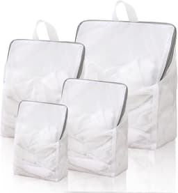 4 stuks - Waszakken - Netwaszakken voor wasmachine - Waszak met handvat - waszak - waszak voor wasgoed - waszak voor wasmachine - waszak voor delicate stoffen - reiswaszakken - wit - 30*20 cm , 40*30 cm , 50*40 cm , 60*50 cm — thumbnail 1