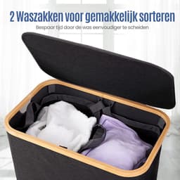 Muntel® Dubbele Wasmand | Was Sorteerder | Met Deksel | 100 Liter | Zwart — thumbnail 4
