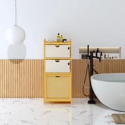 RFWR® Bamboe Wasmand met 3 Vakken - Lichtgrijs - Ideaal voor Vuile Was en Opberging — thumbnail 5