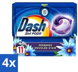 Dash - Wasmiddel Capsules - 3-in-1 Pods - Witte en Gekleurde Was - Zeebries - 11 Wasbeurten - Voordeelverpakking - 4 stuks — thumbnail 3