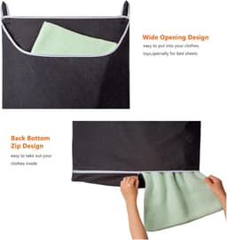 Hangende wasmand, deurhangende wasmand met grote opening Hangende wasmand Opbergtas Groot formaat 36 x 22 inch (zwart) — thumbnail 3