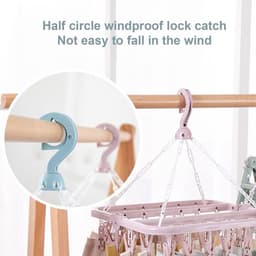 2 Pack Drying Clothesline 32 Peg Airer for Underwear Sock Pants -Bra Lingerie Camping Caravan Travel Wardrobe - Windproof Drying Rack with Clips — thumbnail 4