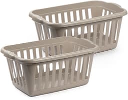 Plasticforte Wasmand - 2x - beige - kunststof - 40 liter - 60 x 40 x 26 cm - manden voor wasgoed - huishouden- opbergmand — thumbnail 1