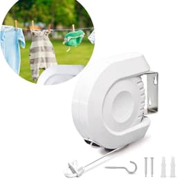 1 Stuks - Waslijn Uittrekbaar - Plastic waslijn - Drooglijn voor buiten - Waslijn Camping - Wasdraad - Drooglijnen - Waslijn extra sterk - Wit — thumbnail 1