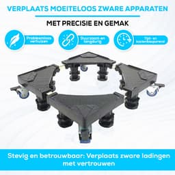 Fleau Home Wasmachine Verhoger PRO - Max 500KG - Met Wielen - Verstelbaar - Droger, Koelkast Kast - Meubelroller - Stapelkit - Opbouwmeubel - Zwart — thumbnail 5