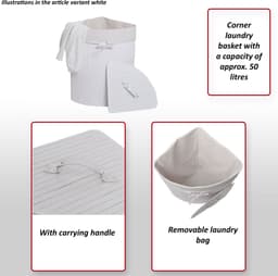 Hoekwasmand MCW-C21, Wasbox wasmand, bamboe 61x48x35cm 50l ~ bruin — thumbnail 3