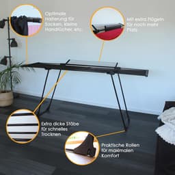 Droogrek Ultra - Uittrekbaar, 28 m Drooglijn, Uitklapbare Vleugels, Wielen voor Flexibele Gebruiksgemak — thumbnail 4
