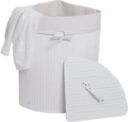 Hoekwasmand MCW-C21, Wasbox wasmand, bamboe 61x48x35cm 50l ~ wit — thumbnail 4