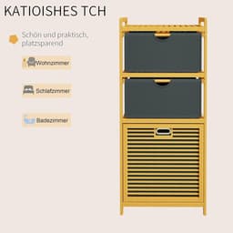 MKSS® Wasmand 3 Vakken - Wassorteerder - 120 L - Grijs — thumbnail 3