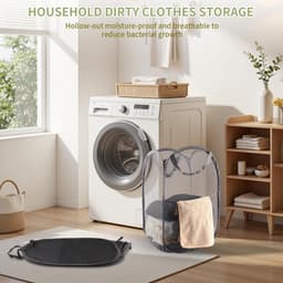 Wasmanden - wasmand opvouwbaar-Opvouwbare wasmand Pop-up wasmand - Opvouwbare wasmand - Draagbaar en duurzaam-Geschikt voor badkamer - Camping - College - Kamer en reizen - Wasgoed (Zwart - 36*36*58 cm-Drie pakketten) — thumbnail 2