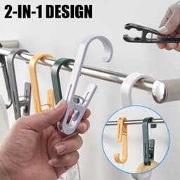 Washaken met klemmen - Sterke plastic wasknijpers - kleerhangers voor sokken - washaken clip - draagbare antislip plastic hangers clips - voor kleding gordijn badhanddoek hoed lakens jas - 6stuks - 6 kleuren — thumbnail 2