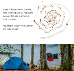 Ultracompacte reiswaslijn - Campingwaslijn - Verstelbare lengte - Duurzame en uv-bestendige kampeerwaslijn - Perfect voor visreizen — thumbnail 2