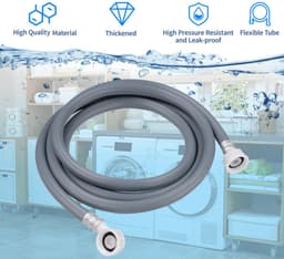 Universele wasmachine slang -Wasmachine slang verlengstuk - Universele koudwater vulslang - 2m - Met rechte en 90° elleboog aansluitingen - Eenvoudige installatie - Geschikt voor wasmachines - Grijs — thumbnail 3
